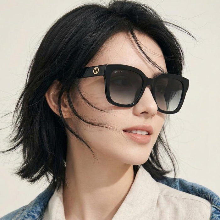 GUCCI Acetate Square Sunglasses Unisex Asian Fit Black