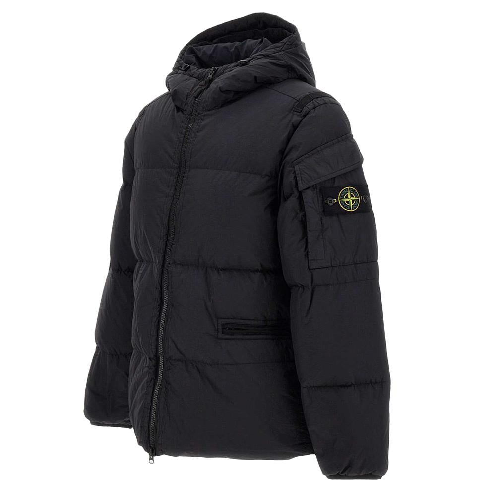 STONE ISLAND Crinkle Reps Hooded Down Puffer Jacket Black 771540223 V0029
