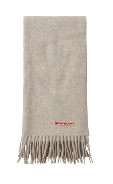 Acne Studios Skinny Wool Scarf Oatmeal Melange Grey CA0218