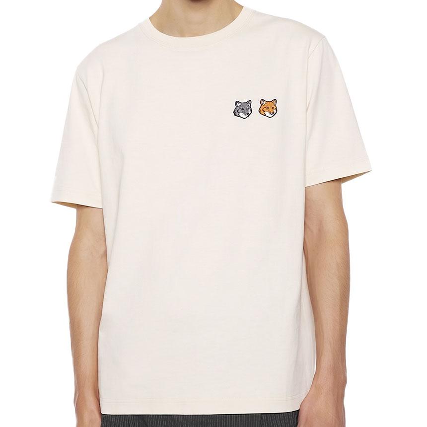 Maison Kitsune Double Fox Head Short Sleeve T-Shirt Latte
