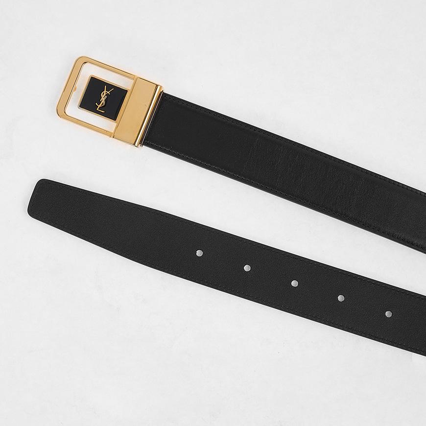 Saint Laurent LA 66 Buckle Leather Belt Black Women’s