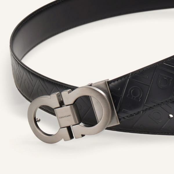 Ferragamo Double Gancini Buckle Reversible Leather Belt 35mm