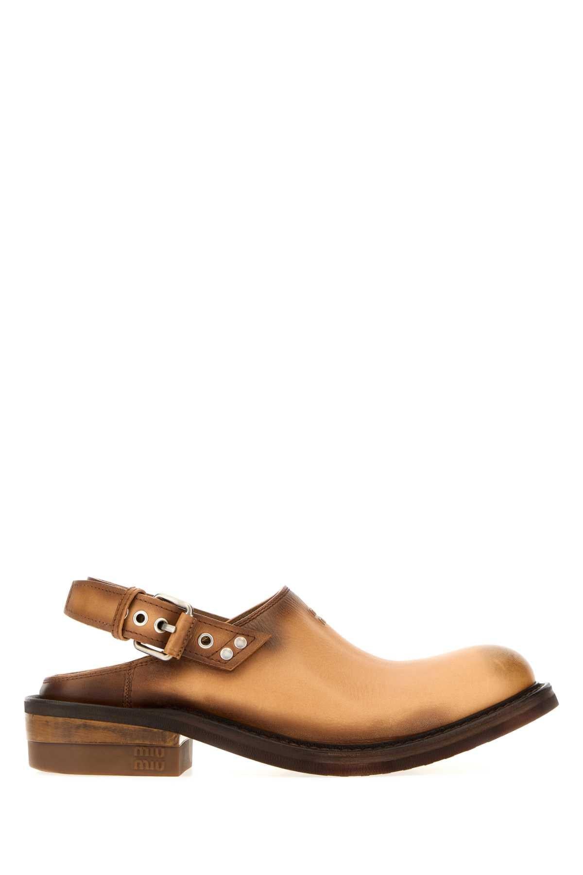 Miu Miu Leather Mules Sandals White Women’s Shoes