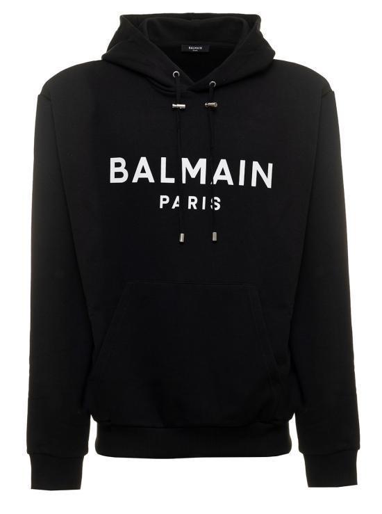 Balmain Black Logo Hooded Sweatshirt for Women DH1JR002BB65EAB