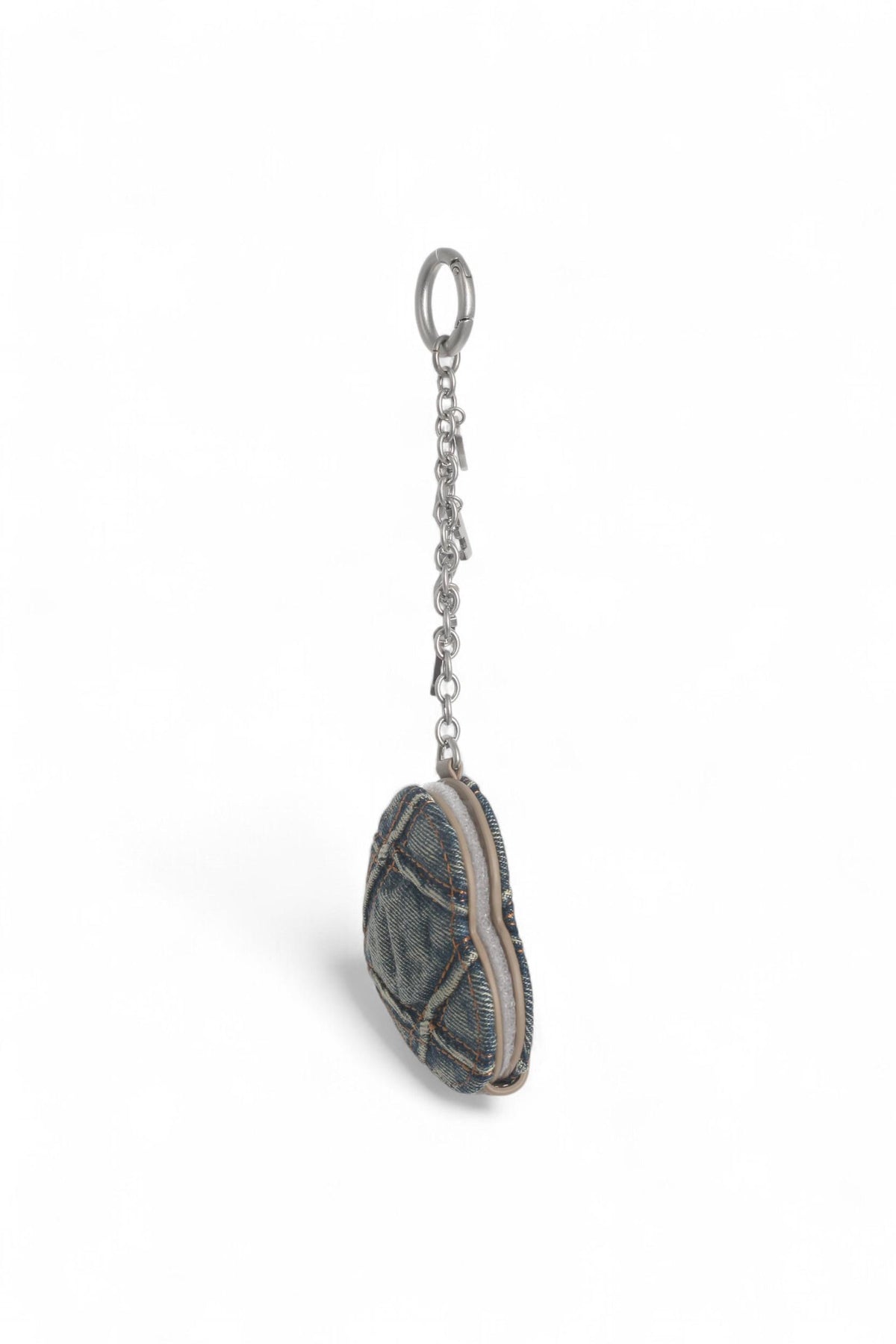 DIESEL Argyle Quilted Denim Mirror Charm Keyring X10211 P5570 HA001