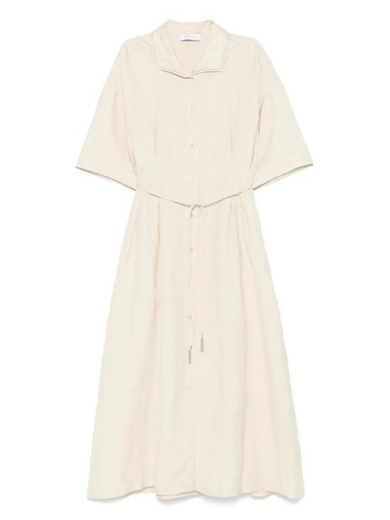 Fabiana Filippi Beige Short Sleeve Long Dress ABDC02 F101 H547 0155