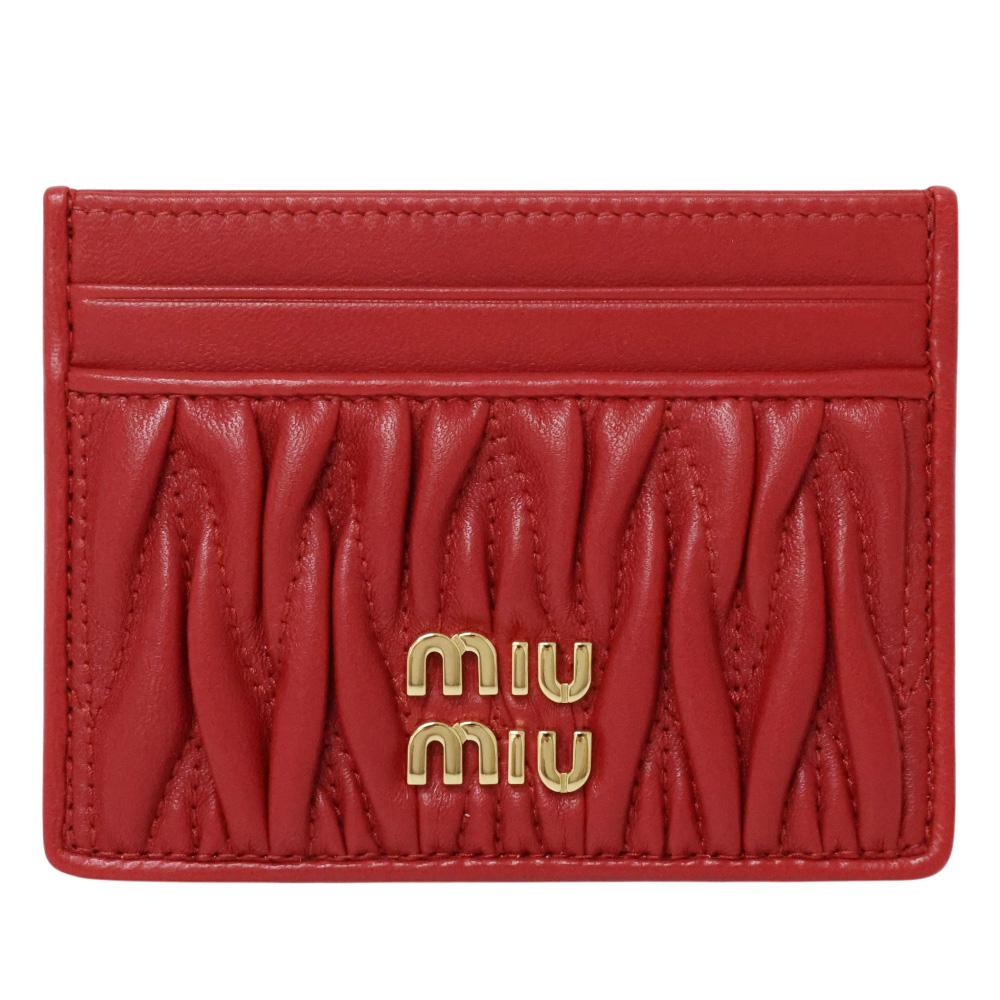 Miu Miu Matelassé Leather Card Holder Black Women’s