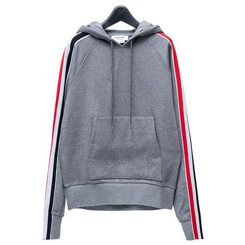 THOM BROWNE Tricolor Stripe Hoodie Sweatshirt Navy Cotton Men
