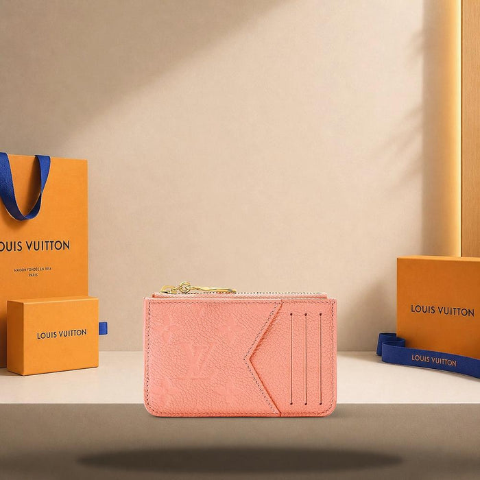 Louis Vuitton Romy Card Holder Peach Leather Card Wallet