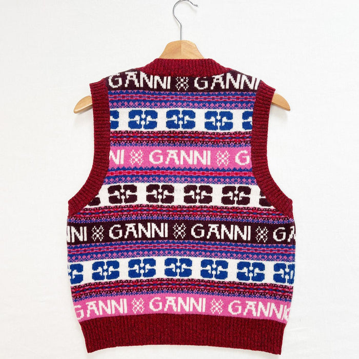 GANNI Graphic Logo Wool Knit Vest K2121