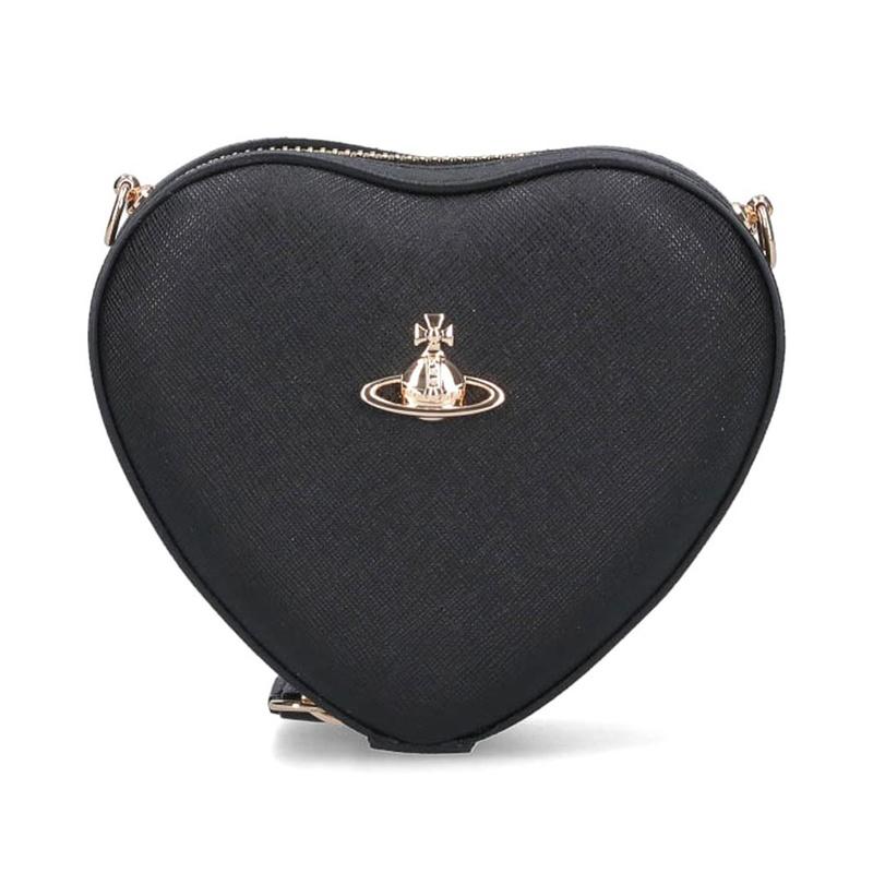 Vivienne Westwood Heart Mini Crossbody Shoulder Bag Black Leather