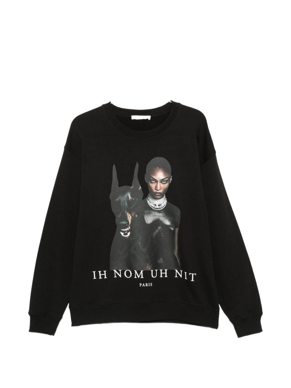 IH NOM UH NIT Black Round Neck Knit Sweater for Men