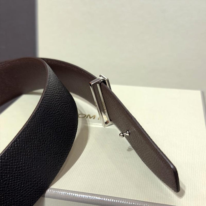 TOM FORD Reversible T Buckle Leather Belt Black Brown Men's