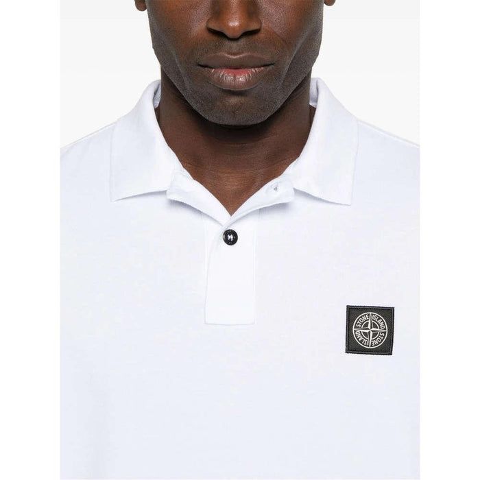 STONE ISLAND White Patch Logo Polo T-Shirt Unisex