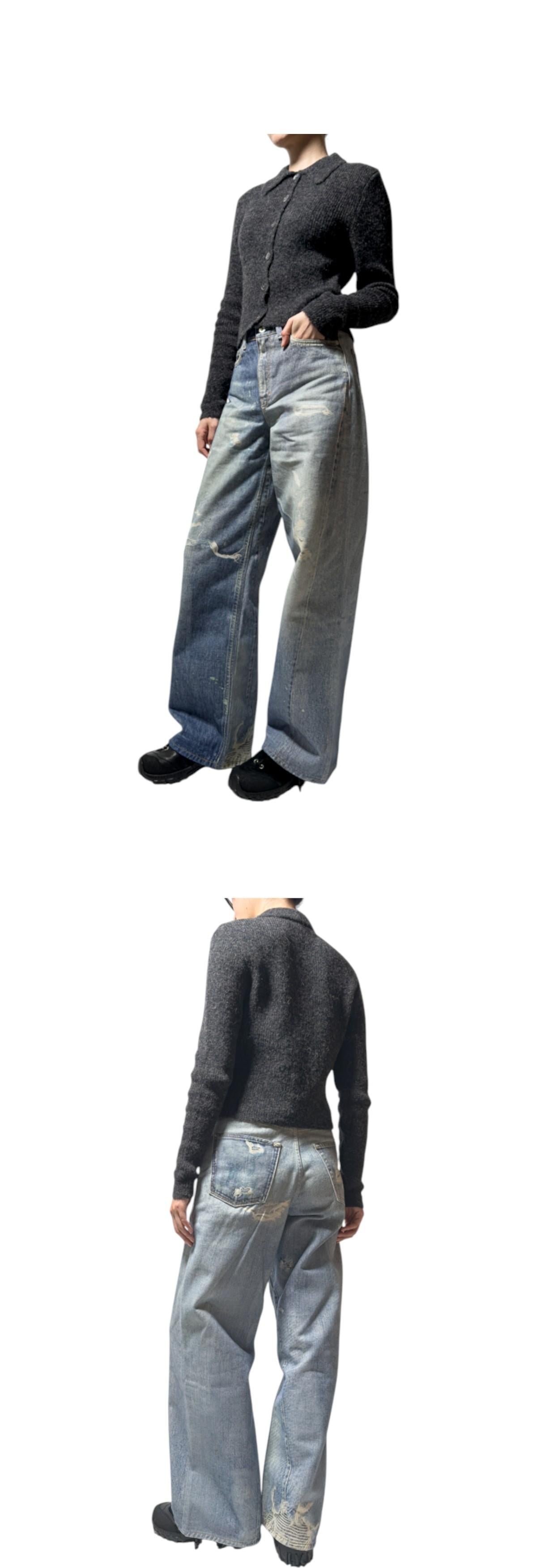 OUR LEGACY Charcoal Fuzzy Alpaca Mazzy Polo Cardigan