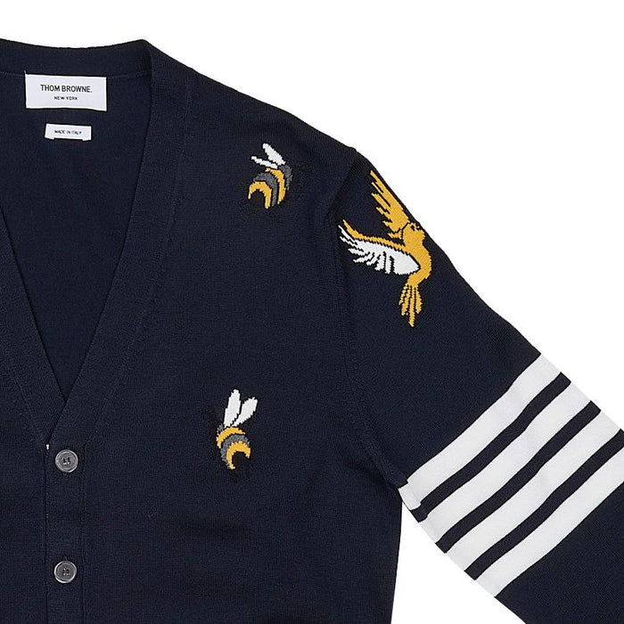 THOM BROWNE Bird & Bee V-Neck Cardigan for Men MKC451A Y1002 415
