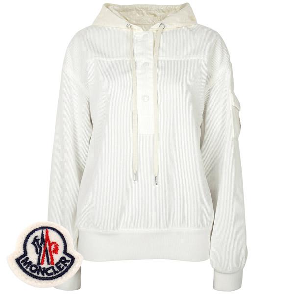 Moncler White Corduroy Long Sleeve Hooded T-Shirt