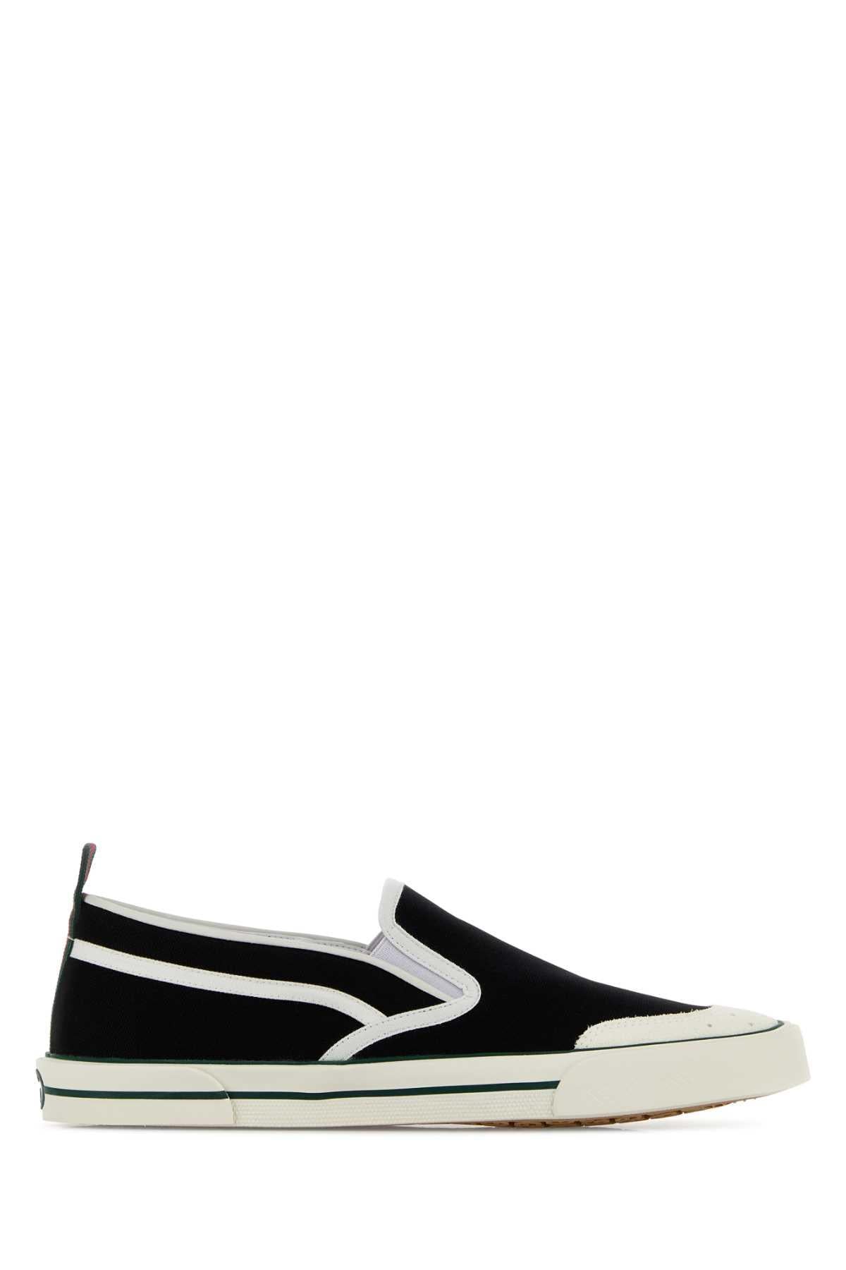 GUCCI Black Leather Slip-On Sneakers