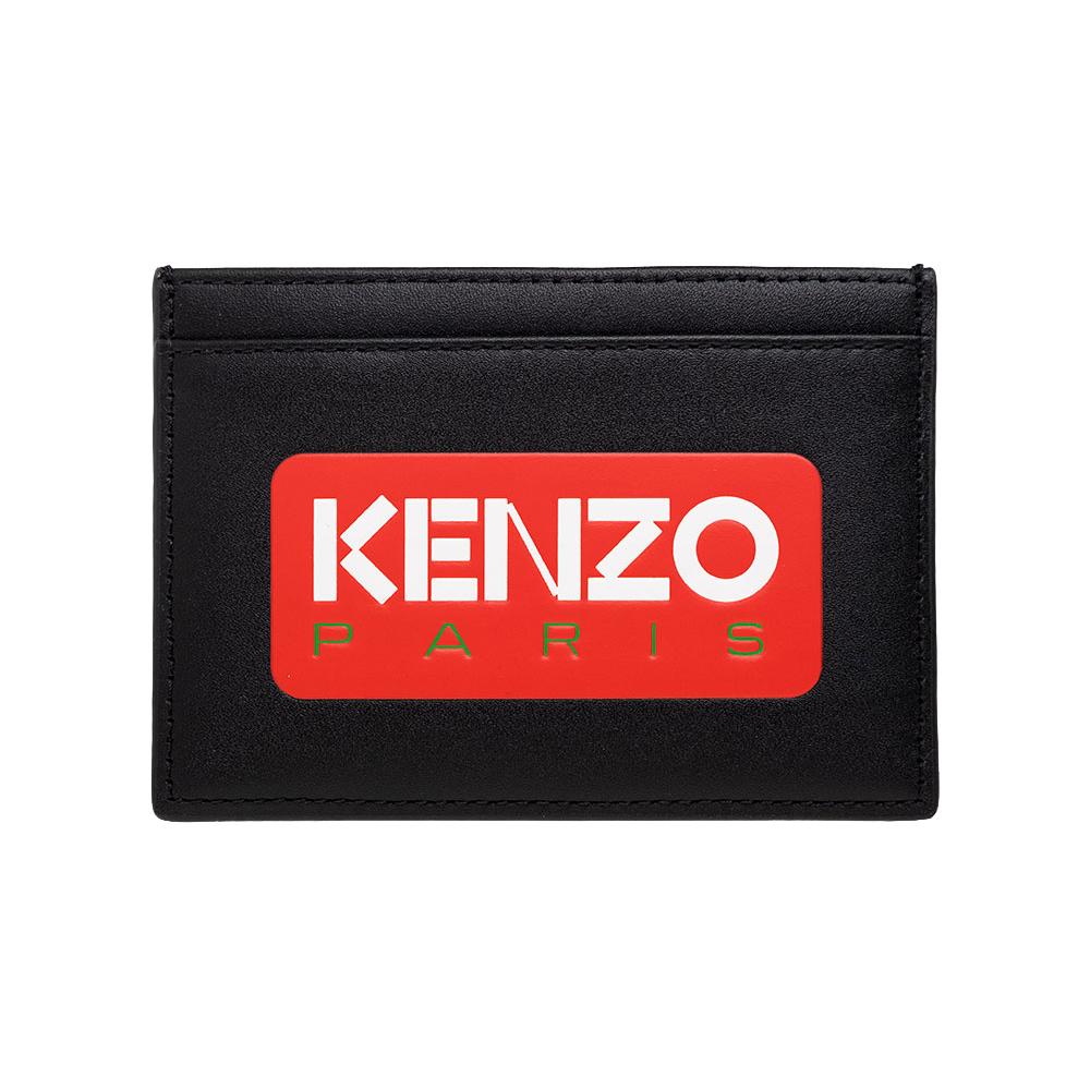 KENZO Signature Logo Card Holder Black Leather