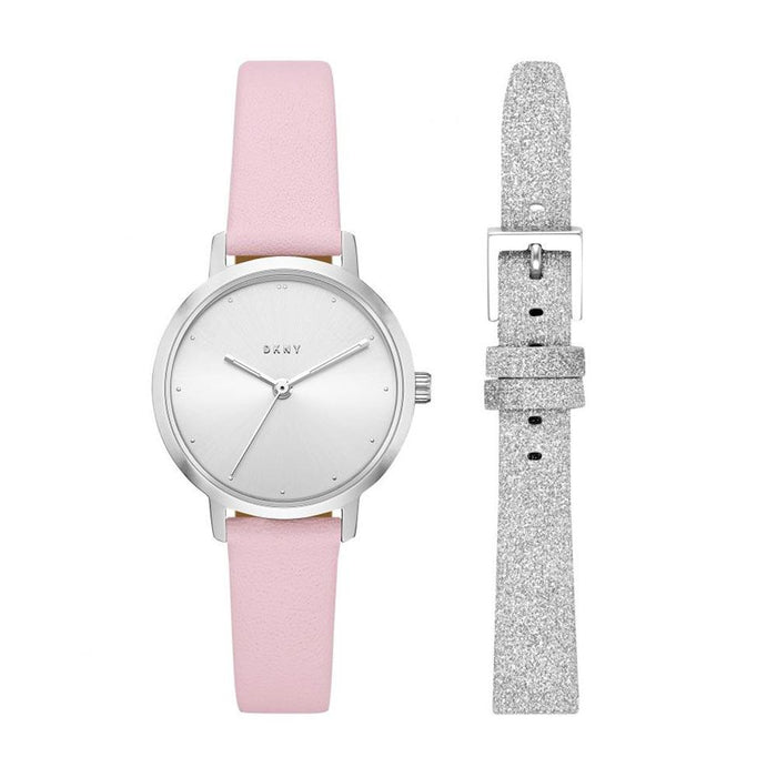 DKNY Pink Silver Women’s Leather Watch NY2777