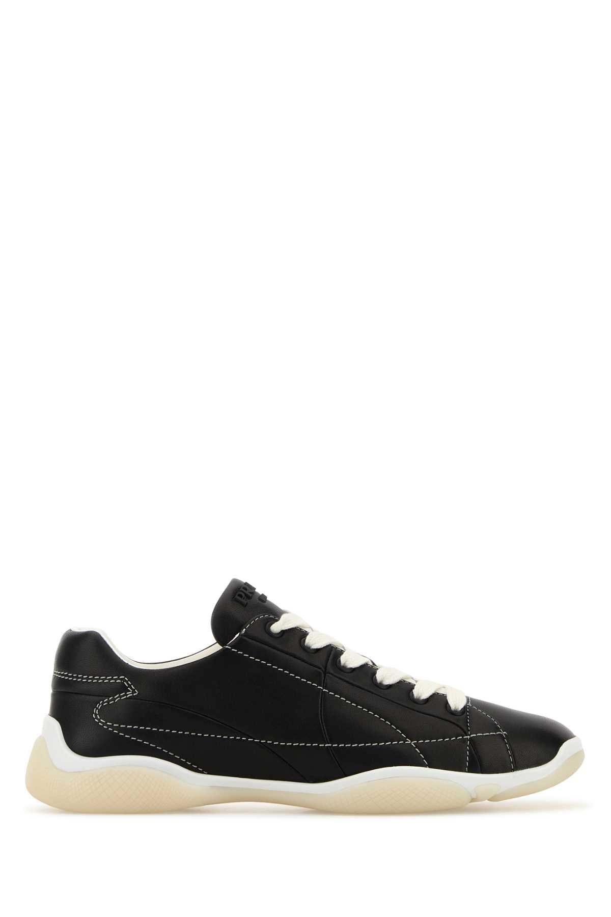 PRADA White Leather Low-Top Sneakers