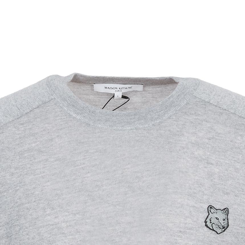 Maison Kitsune Fox Head Short Sleeve Knit Sweater Men Navy