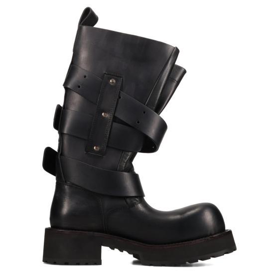 BALENCIAGA Black Leather Lace-Up Combat Boots for Me 833592 WBEQ1 1000 BLACK DOM