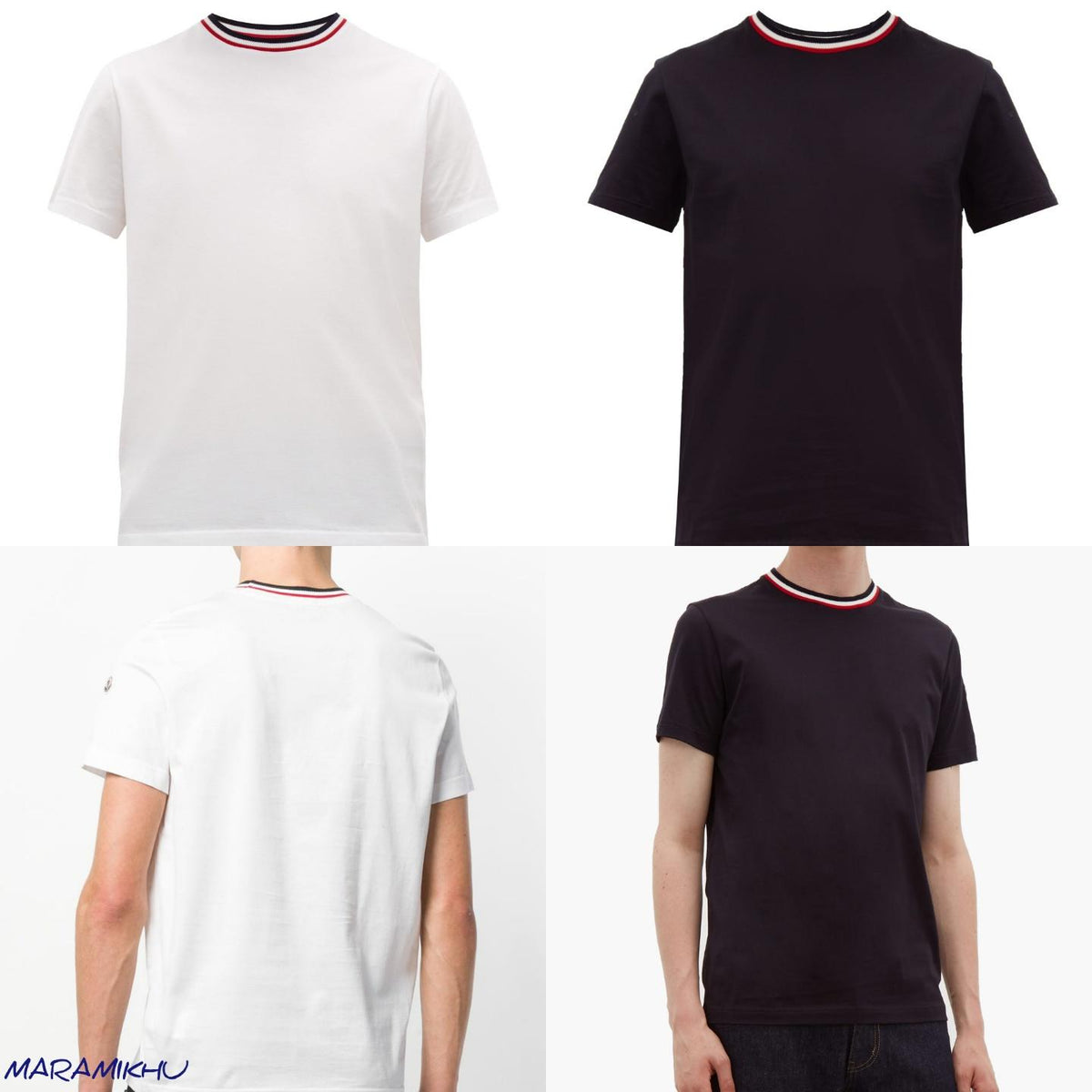 Moncler Navy White Tricolor Sleeve Short Sleeve T-Shirt Unisex