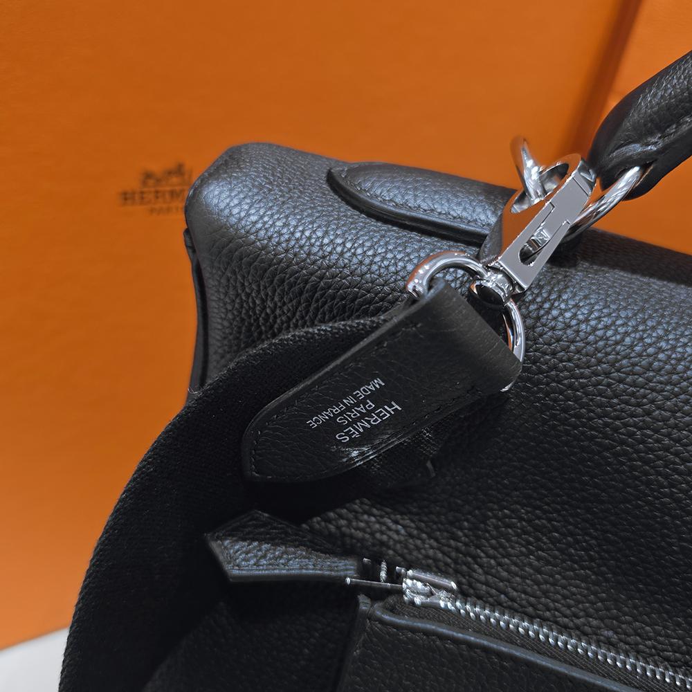 HERMES Kelly 42 Maxi Crossbody Shoulder Bag Black Palladium Hardware