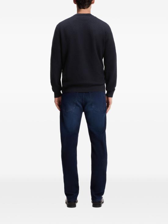HUGO BOSS Dark Blue Cotton Crewneck Sweater Men’s