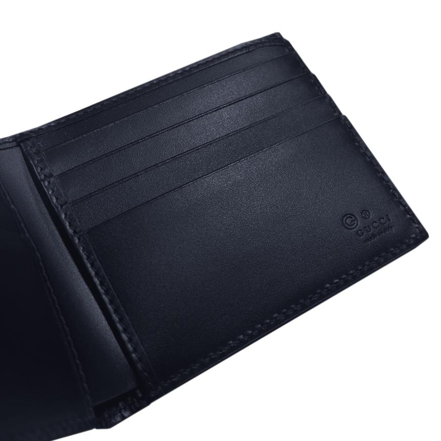 GUCCI Signature Guccissima Bifold Wallet Dark Navy 779836 CWC1N 4009