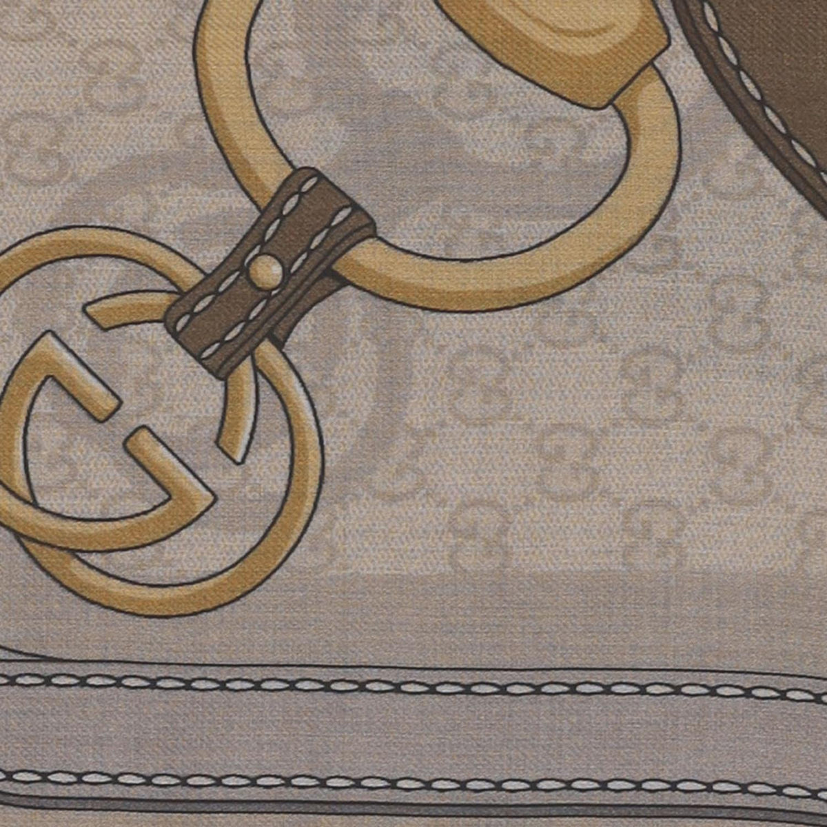 GUCCI Wool Silk Logo Print Scarf Gray