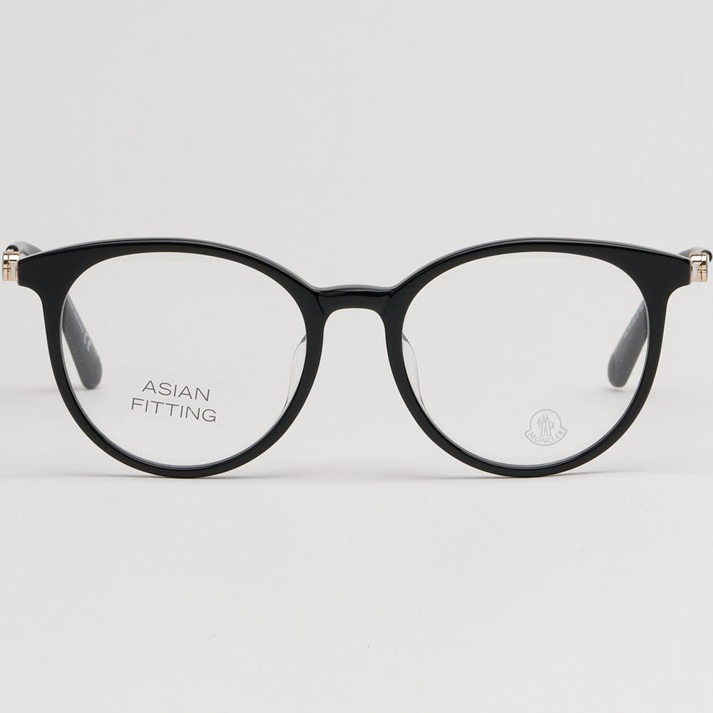 Moncler Black Acetate Round Eyeglass Frames Unisex