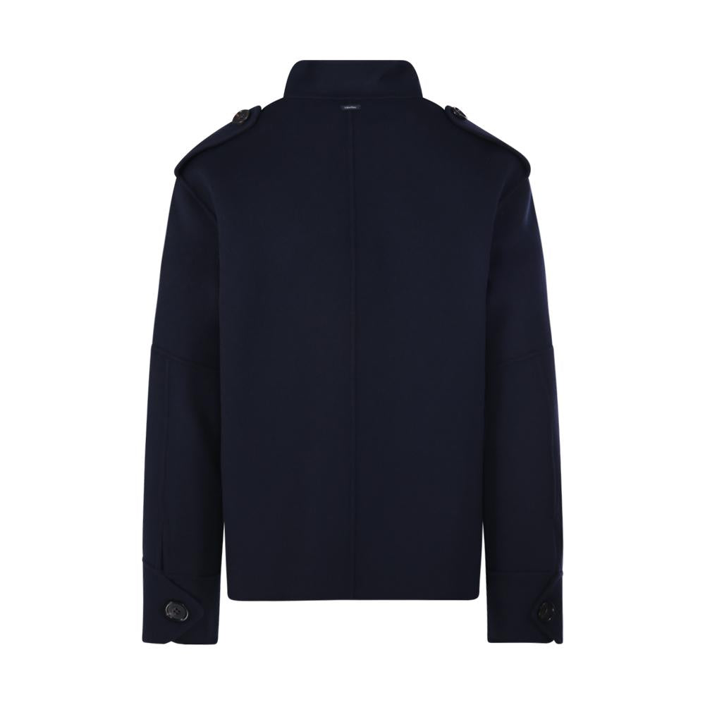 Max Mara Navy Wool Draped Military Shoulder Jacket 2529046043 081