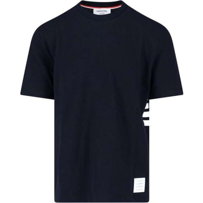 THOM BROWNE Navy Diagonal Stripe Logo Short Sleeve T-Shirt
