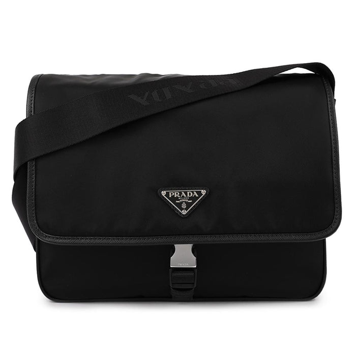 PRADA Re-Nylon Saffiano Leather Shoulder Crossbody Bag Black