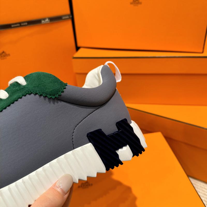 HERMES Sky Blue/Black Bouncing Technical Goatskin Low-Top Sneakers