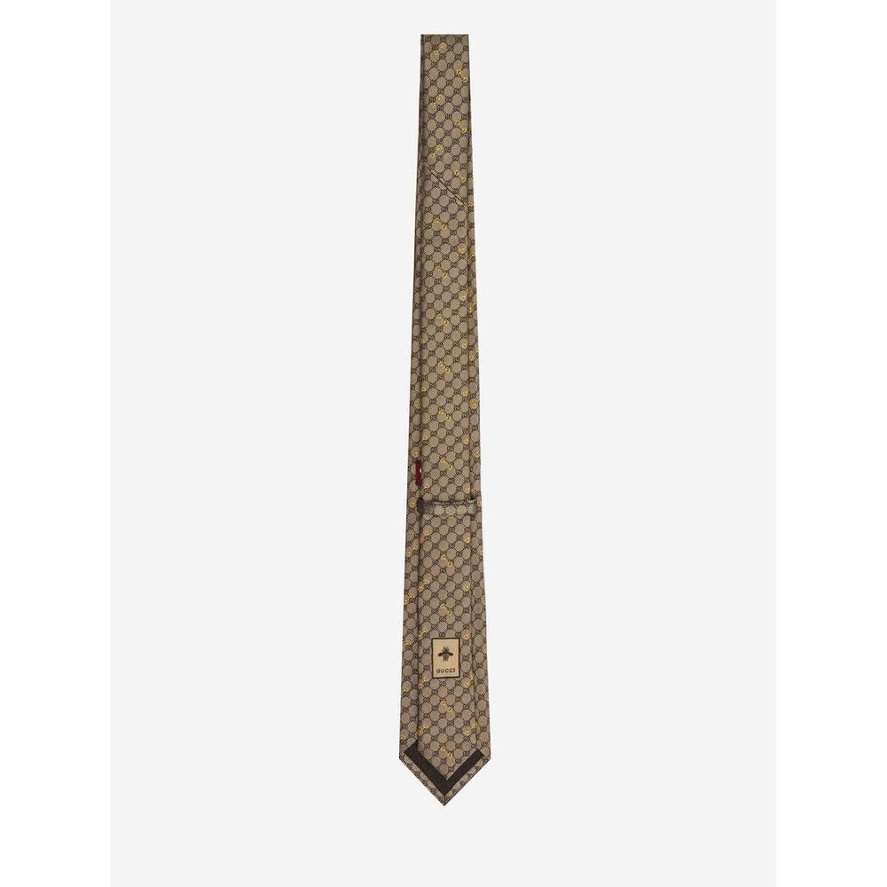 GUCCI GG Pattern Silk Tie Beige Brown Men's Accessory