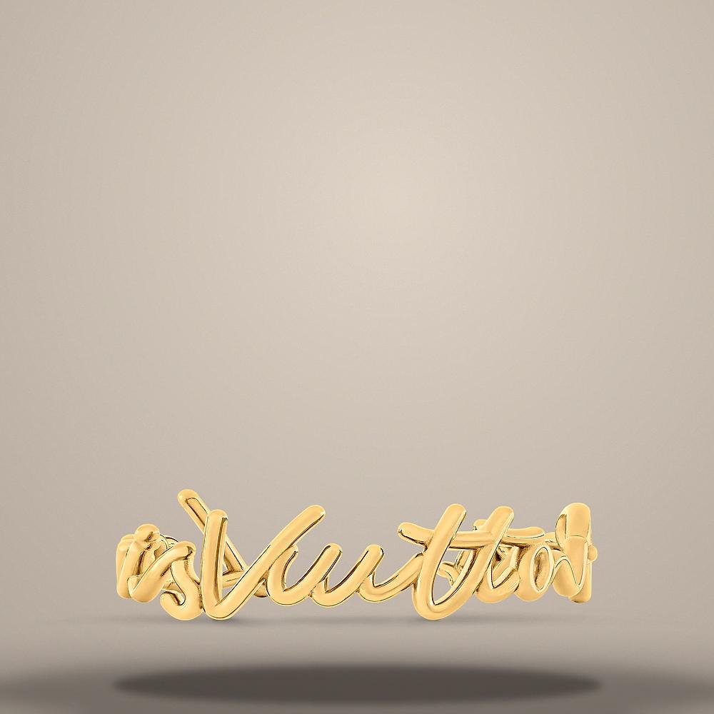 Louis Vuitton Gold-Tone Metal LV Script Bracelet M1812