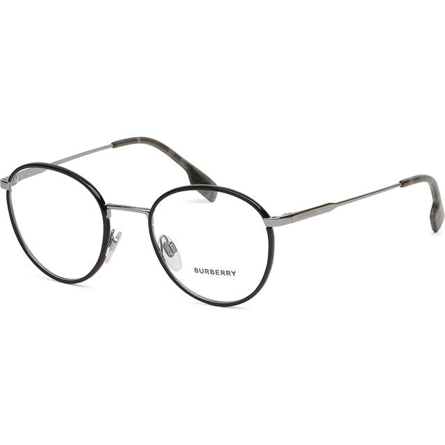 BURBERRY Black Round Metal Eyeglass Frames Unisex