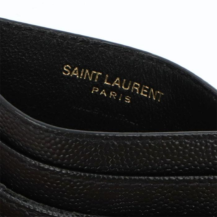 Saint Laurent Cassandra Gold Matelassé Grain de Poudre Card Holder Black