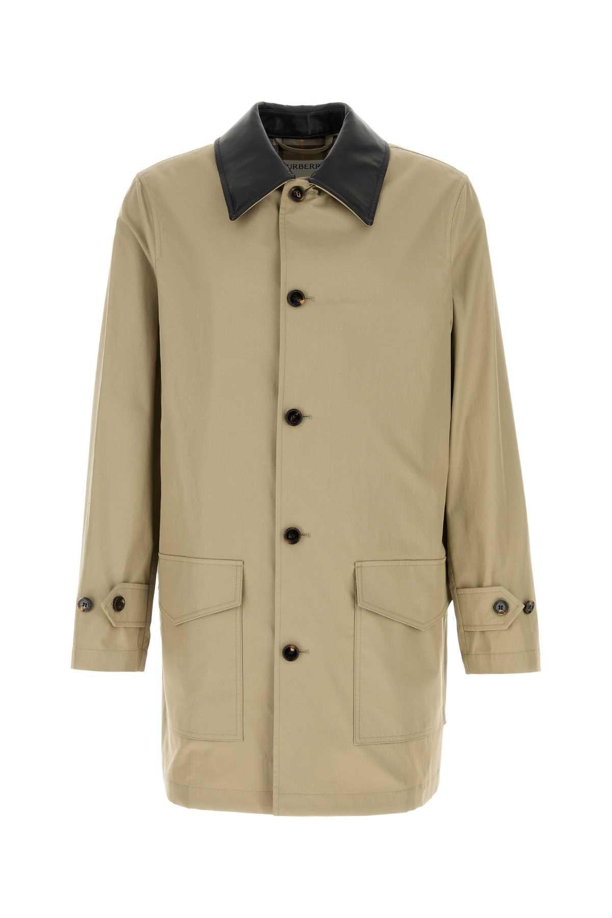 BURBERRY Beige Cotton Gabardine Double-Breasted Trench Coat