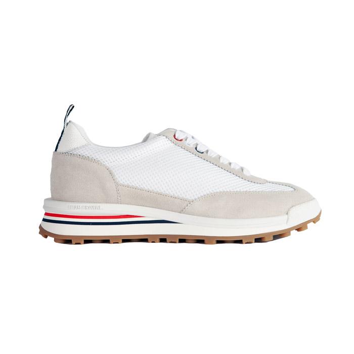 THOM BROWNE Tricolor Tab Fine Kid Tech Runner Sneakers Women White