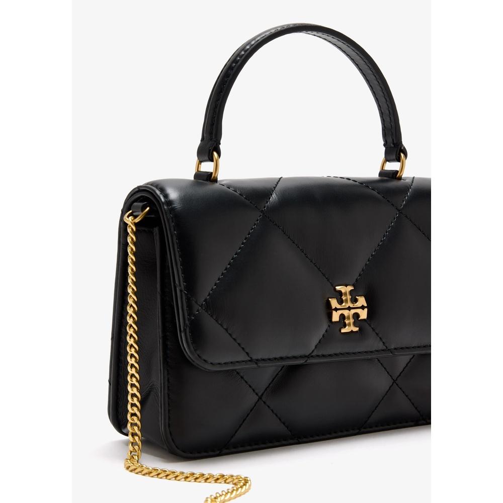 Tory Burch Kira Quilted Wallet Bag Black Leather Tote