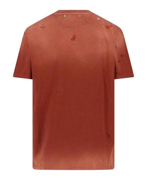 GOLDEN GOOSE Rust Floral Print Cotton Jersey T-Shirt