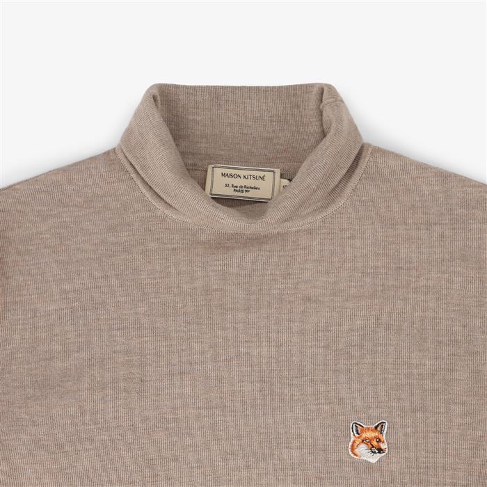 Maison Kitsune Fox Head Patch Unisex Turtleneck Knit Sweater