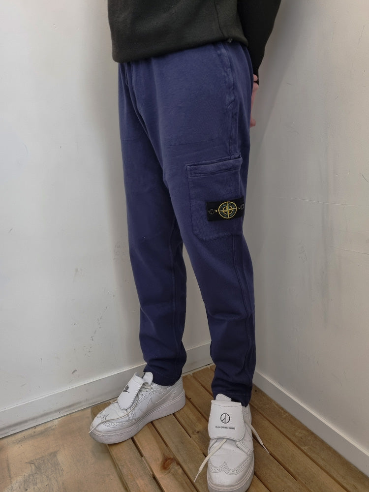 STONE ISLAND Logo Patch Fleece Jogger Sweatpants Men’s Navy