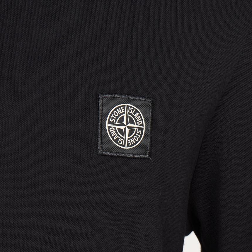 STONE ISLAND Men’s Long Sleeve Polo Shirt Black Cotton