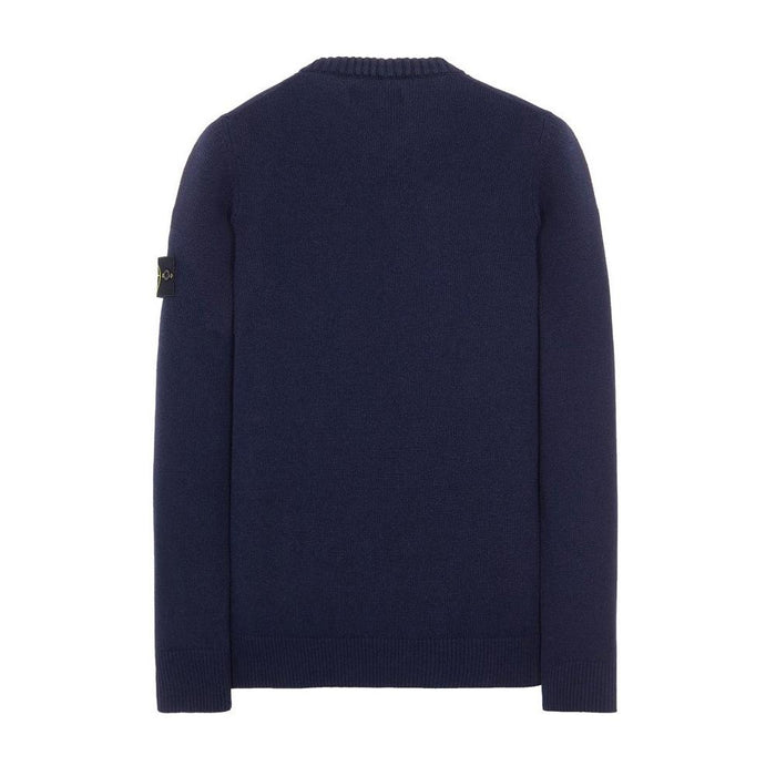 STONE ISLAND Navy Wool Crewneck Knit Sweater with Patch 7515503A7 V0020