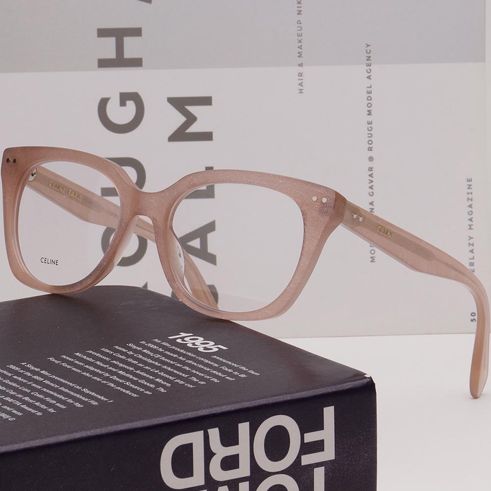 CELINE Pink Pearl Cat-Eye Square Acetate Eyeglass Frames CL50116I 074